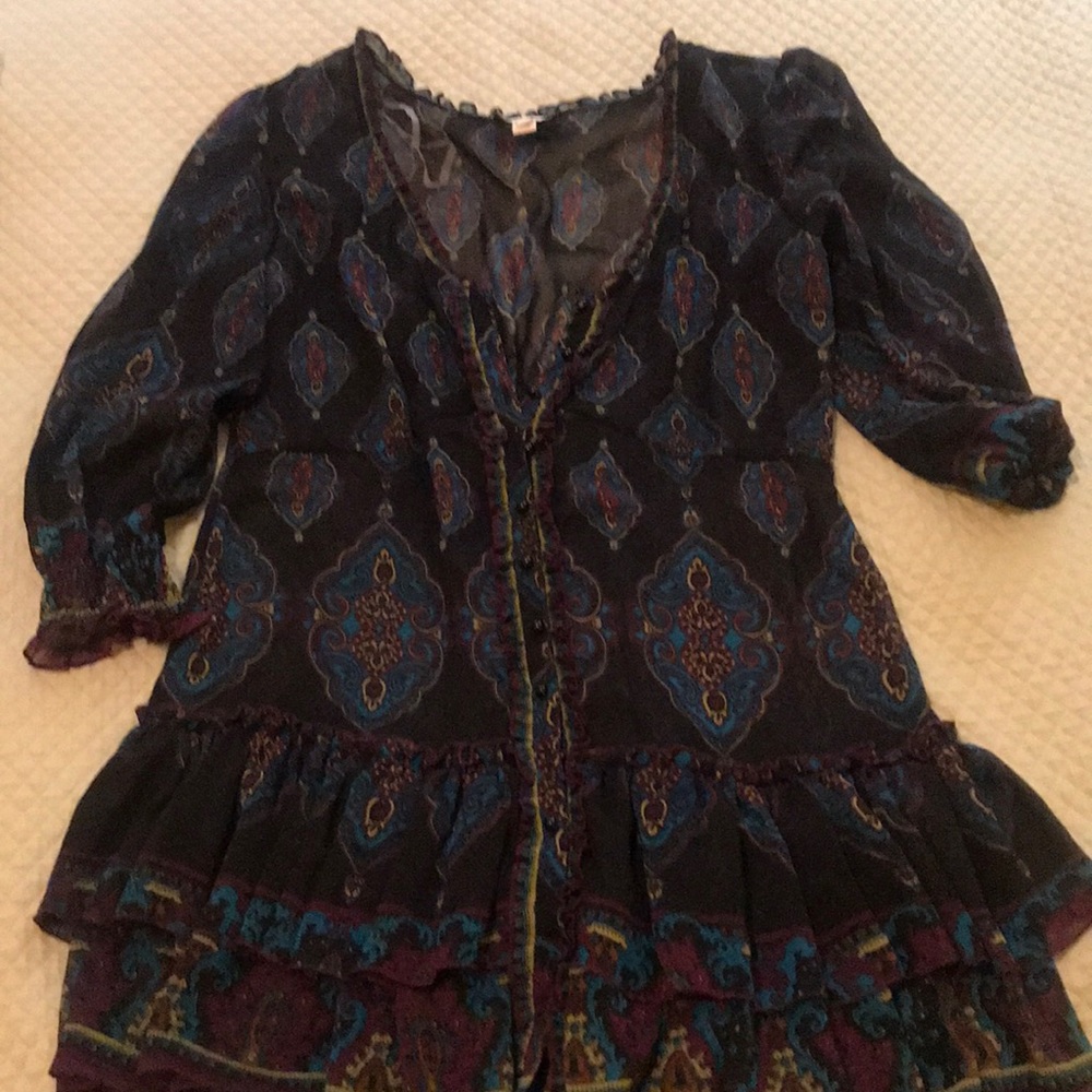 Black patterned sheer tunic